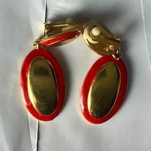 Gold Tone Oval Dangle Earrings